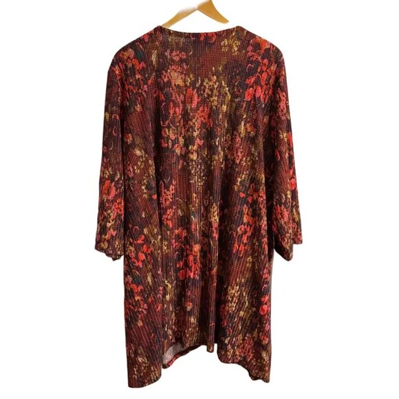 NEW CATHERINES Draped Open Kimono Wrap in Rich Burgundy Textured Floral SZ 5X - Picture 6 of 9